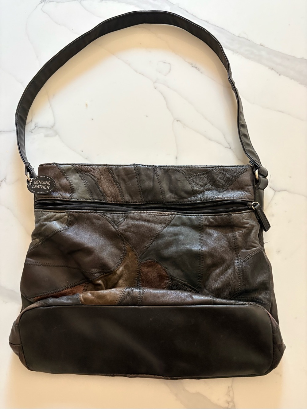 Jaclyn Smith Vintage Genuine Leather Patchwork Shoulder Bag